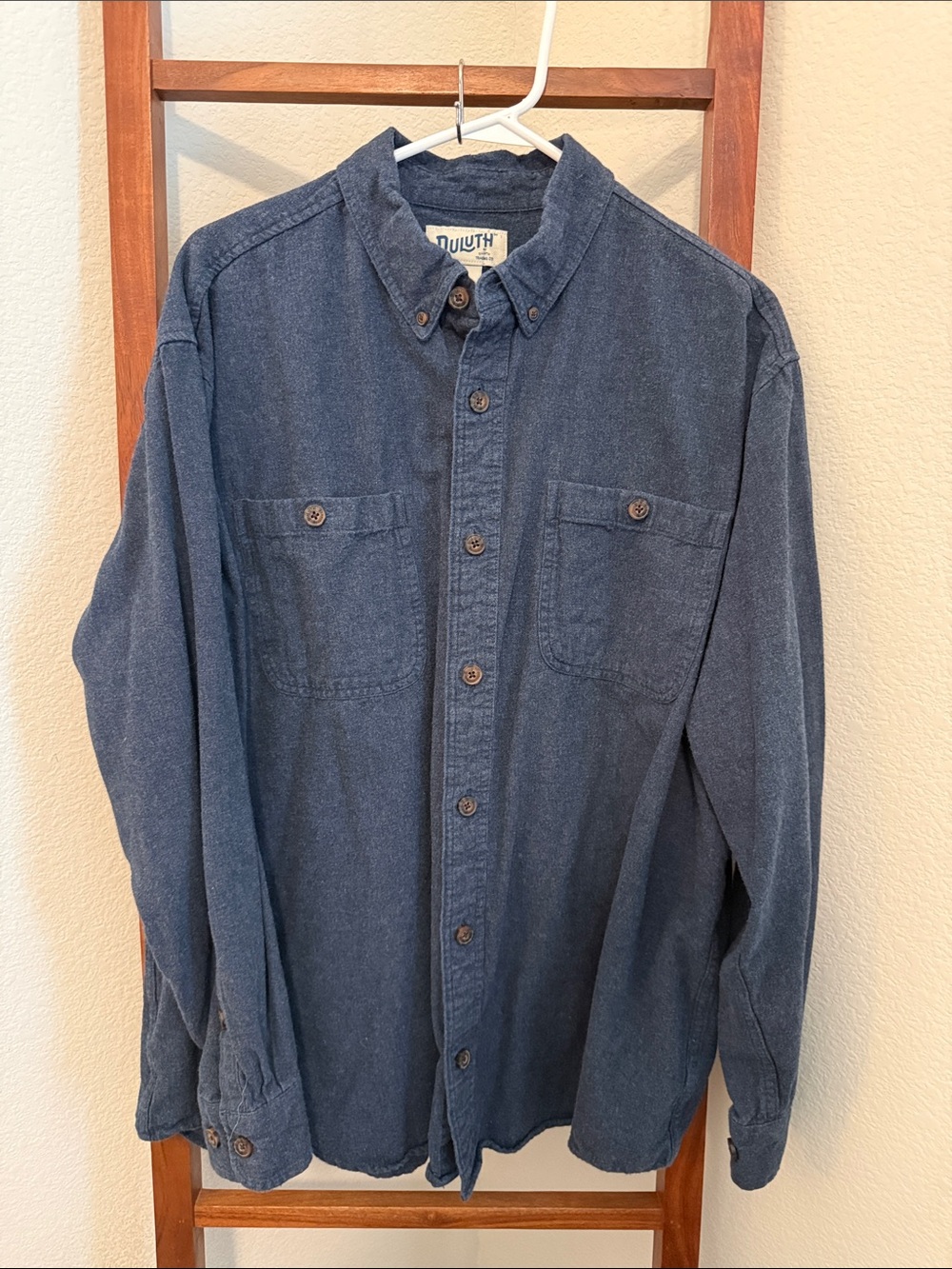 Duluth Trading Co Cotton Indigo Button-Down Work Shirt XL
